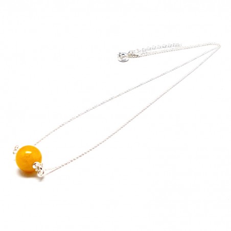 SREBRNY NASZYJNIK KOLIA Z BURSZTYNEM