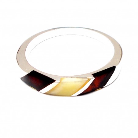 SREBRNY PIERŚCIONEK OBRĄCZKA Z BURSZTYNEM