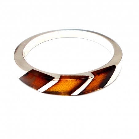 Obrączki z bursztynem | Srebrny pierścionek  - Biżuteria Front