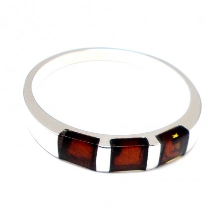 SREBRNY PIERŚCIONEK OBRĄCZKA Z BURSZTYNEM