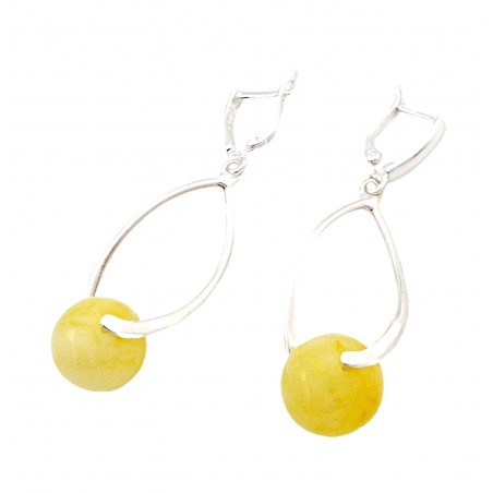 SREBRNE KOLCZYKI Z BURSZTYNEM BAŁTYCKIM