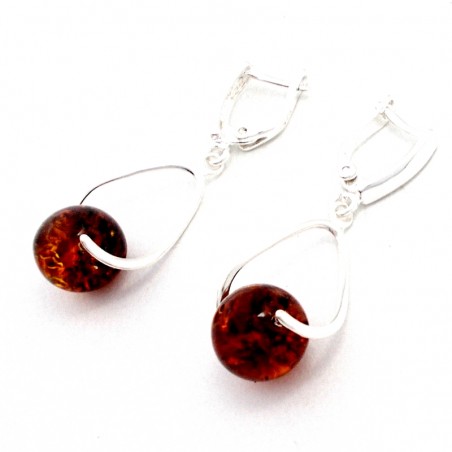 SREBRNE KOLCZYKI Z BURSZTYNEM