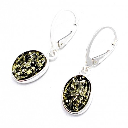 SREBRNE KOLCZYKI Z BURSZTYNEM