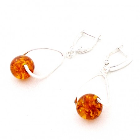 SREBRNE KOLCZYKI Z BURSZTYNEM