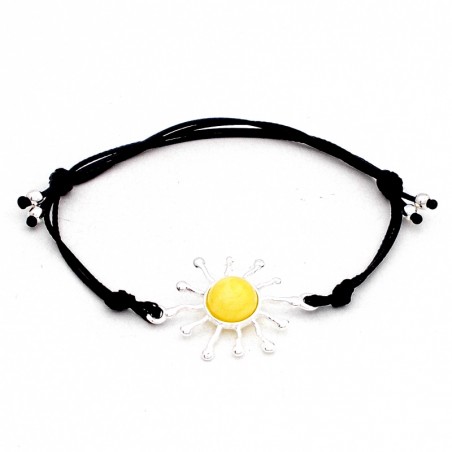 SREBRNA BRANSOLETKA Z BURSZTYNEM SŁOŃCE