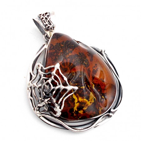 SREBRNY WISIOREK Z BURSZTYNEM BAŁTYCKIM