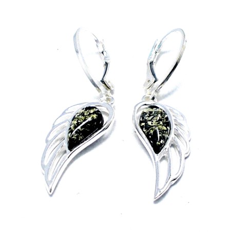 SREBRNE KOLCZYKI Z BURSZTYNEM