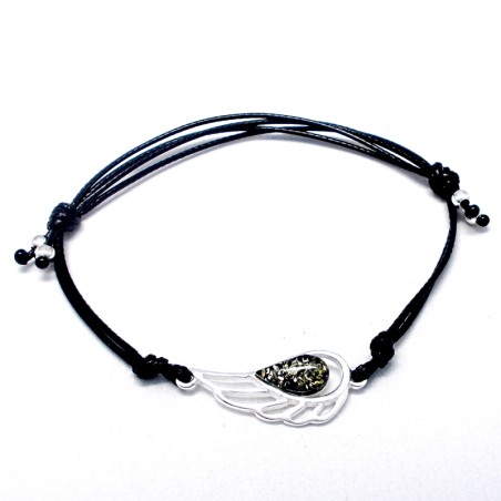 SREBRNA BRANSOLETKA Z BURSZTYNEM