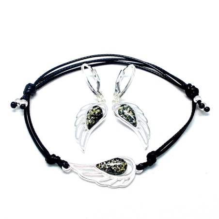 SREBRNY KOMPLET Z BURSZTYNEM