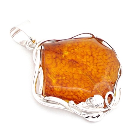 SREBRNY WISIOREK Z BURSZTYNEM