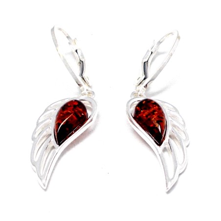 SREBRNE KOLCZYKI Z BURSZTYNEM