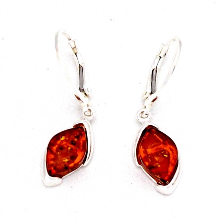 SREBRNE KOLCZYKI Z BURSZTYNEM