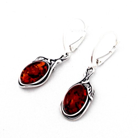 SREBRNE KOLCZYKI Z BURSZTYNEM