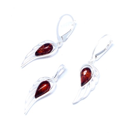 SREBRNY KOMPLET Z BURSZTYNEM