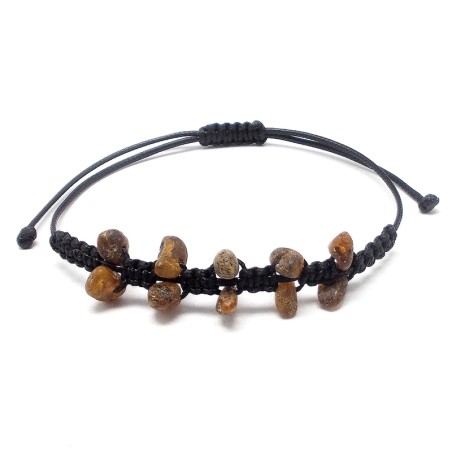 BRANSOLETKA Z BURSZTYNEM NIEOSZLIFOWANYM