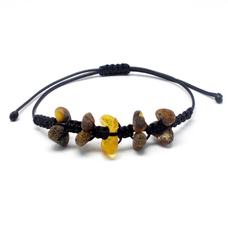 BRANSOLETKA Z BURSZTYNEM NIEOSZLIFOWANYM