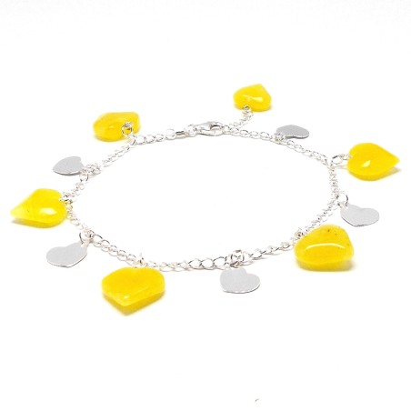 SREBRNA BRANSOLETKA Z BURSZTYNEM