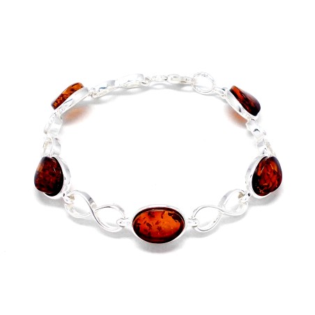 SREBRNMA BRANSOLETKA Z BURSZTYNEM