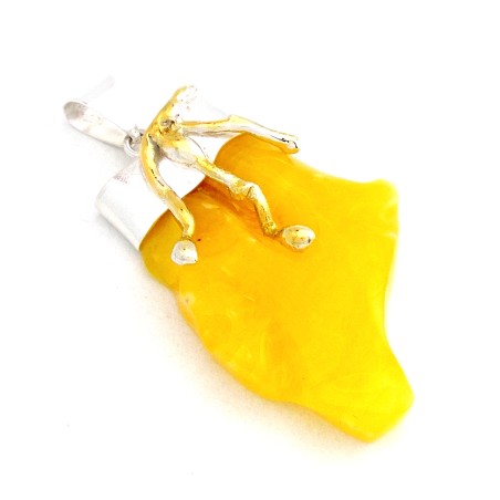 SREBRNY WISIOREK Z BURSZTYNEM