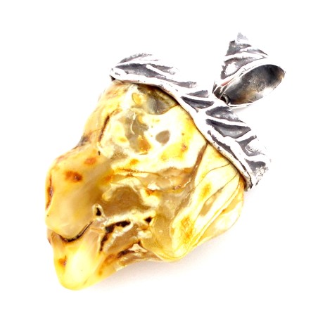 SREBRNY WISIOREK Z BURSZTYNEM