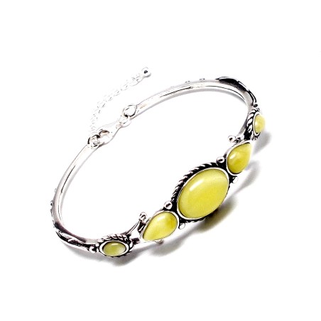 SREBRNA BRANSOLETKA Z BURSZTYNEM