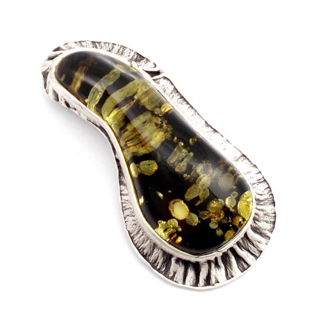 SREBRNY WISIOREK Z BURSZTYNEM