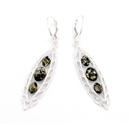 SREBRNE KOLCZYKI Z BURSZTYNEM