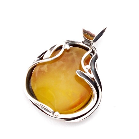 SREBRNY WISIOREK Z BURSZTYNEM