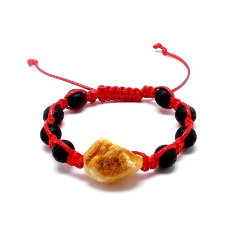 BRANSOLETKA Z BURSZTYNEM NIEOSZLIFOWANYM