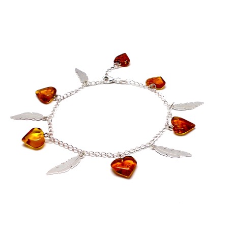 BRANSOLETKA Z BURSZTYNU I SREBRA 925