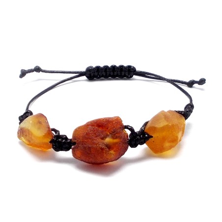 BRANSOLETKA Z BURSZTYNEM NIEOSZLIFOWANYM