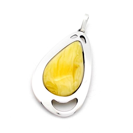 SREBRNY WISIOREK Z BURSZTYNEM