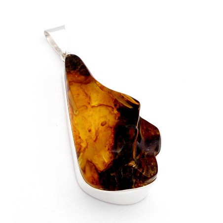 SREBRNY WISIOREK Z BURSZTYNEM BAŁTYCKIM