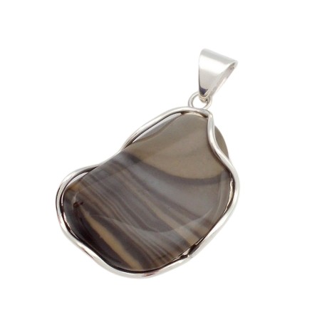 SREBRNA BRANSOLETKA Z KRZEMIENIEM PASIASTYM