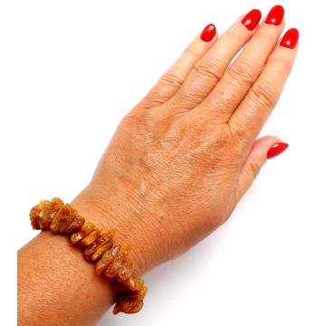 BRANSOLETKA Z BURSZTYNEM NIEOSZLIFOWANYM