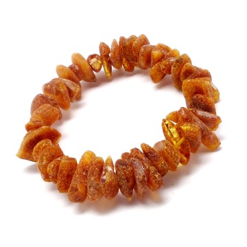 BRANSOLETKA Z BURSZTYNEM NIEOSZLIFOWANYM