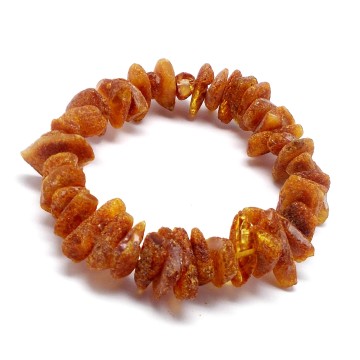 BRANSOLETKA Z BURSZTYNEM NIEOSZLIFOWANYM