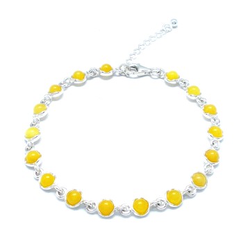 SREBRNA BRANSOLETKA Z BURSZTYNEM