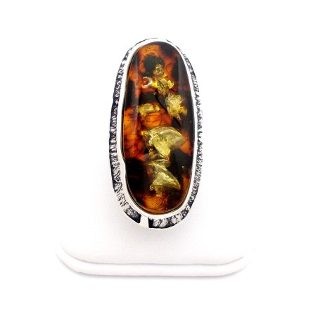 SREBRNY PIERŚCIONEK Z BURSZTYNEM