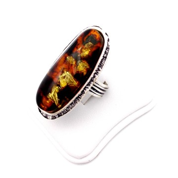 SREBRNY PIERŚCIONEK Z BURSZTYNEM