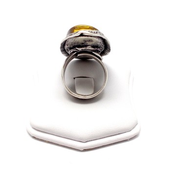 SREBRNY PIERŚCIONEK Z BURSZTYNEM