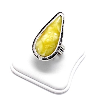 SREBRNY PIERŚCIONEK Z BURSZTYNEM