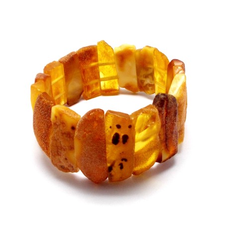 BRANSOLETKA Z BURSZTYNEM NIEOSZLIFOWANYM