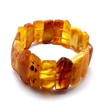 BRANSOLETKA Z BURSZTYNEM NIEOSZLIFOWANYM