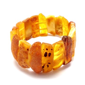 BRANSOLETKA Z BURSZTYNEM NIEOSZLIFOWANYM