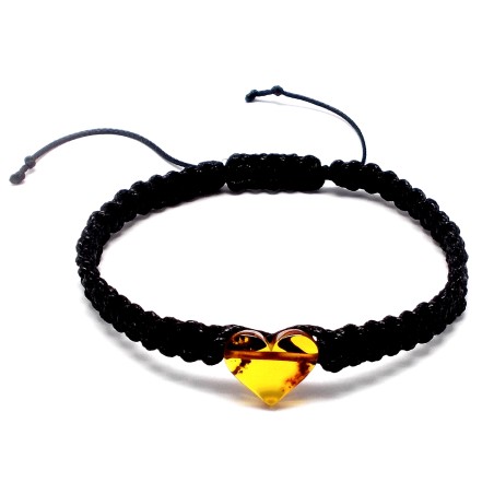 BRANSOLETKA Z SERCEM Z BURSZTYNU