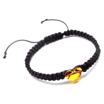 BRANSOLETKA Z SERCEM Z BURSZTYNU