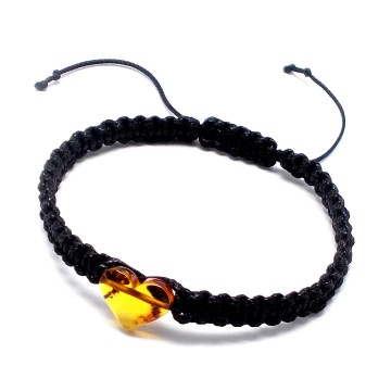 BRANSOLETKA Z BURSZTYNOWYM SERCEM