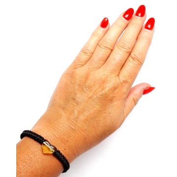 BRANSOLETKA Z BURSZTYNEM SERCE