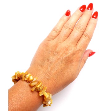 BRANSOLETKA Z BURSZTYNEM NIEOSZLIFOWANYM